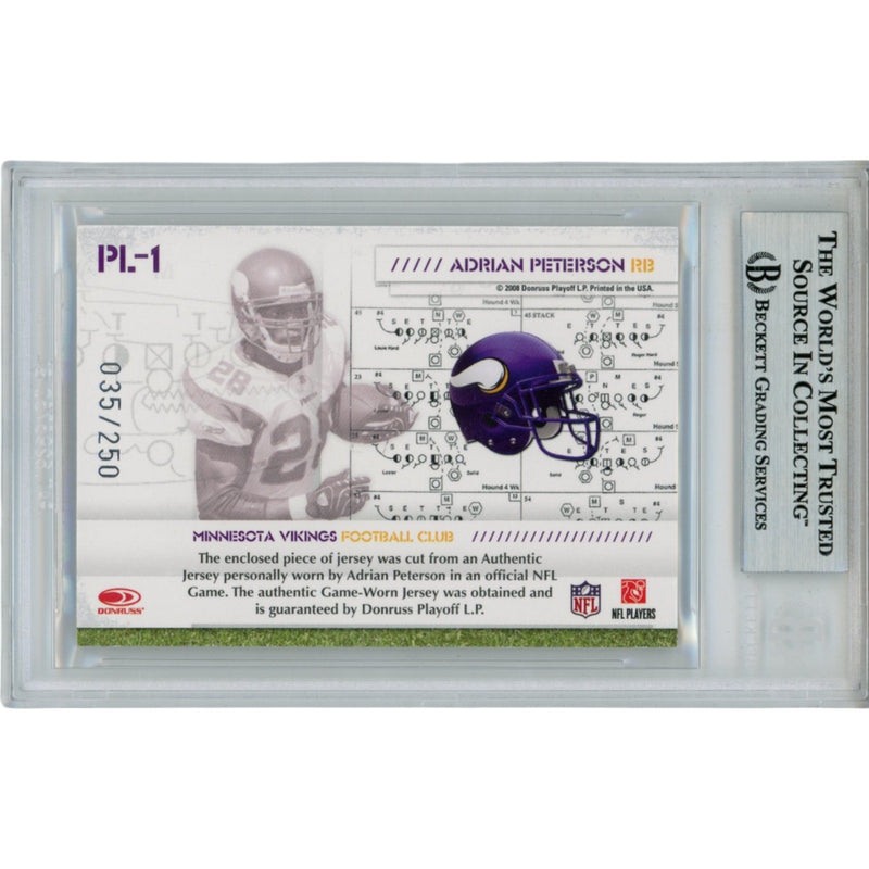 Adrian Peterson Autographed 2008 Donruss Gear #PL-1 Trading Card (BAS)
