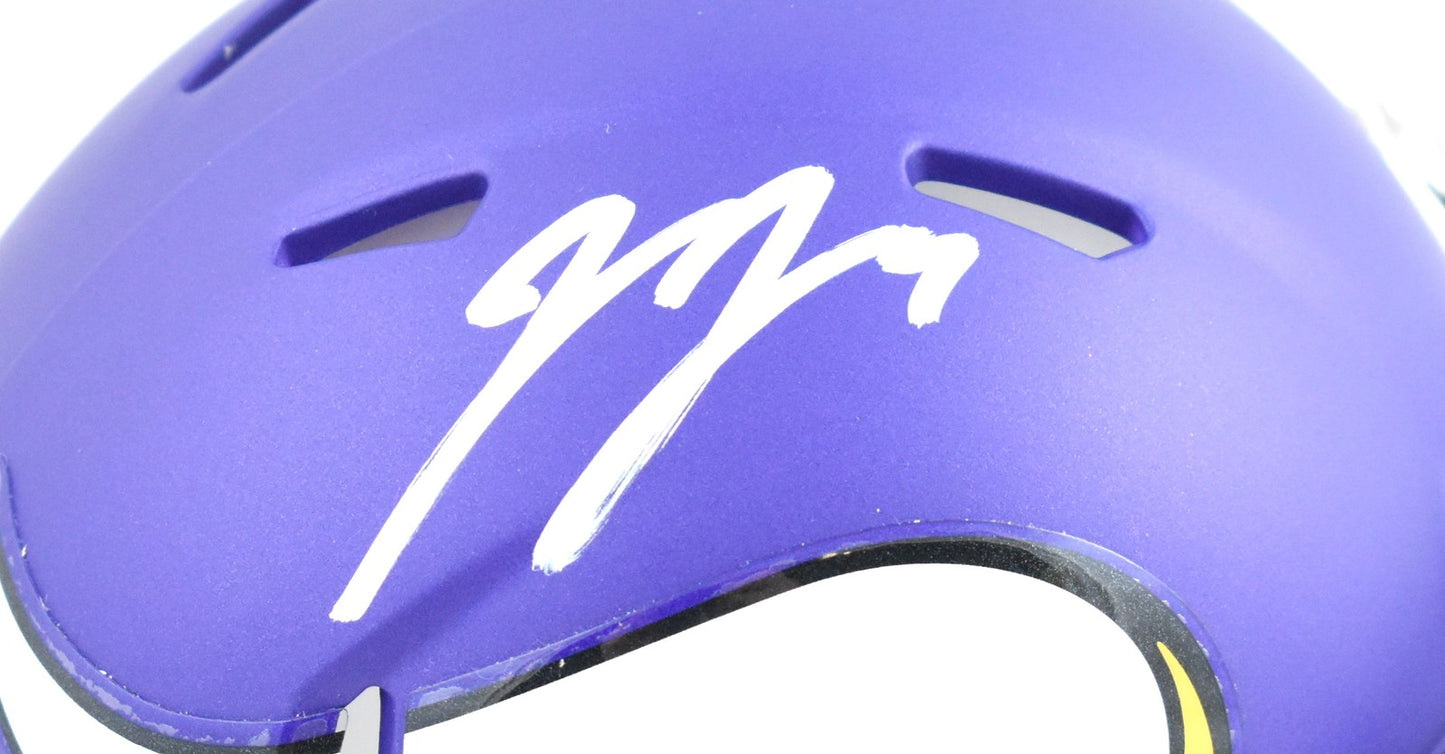 JJ McCarthy Autographed Minnesota Vikings Speed Mini Helmet