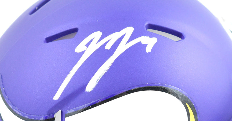 JJ McCarthy Autographed Minnesota Vikings Speed Mini Helmet