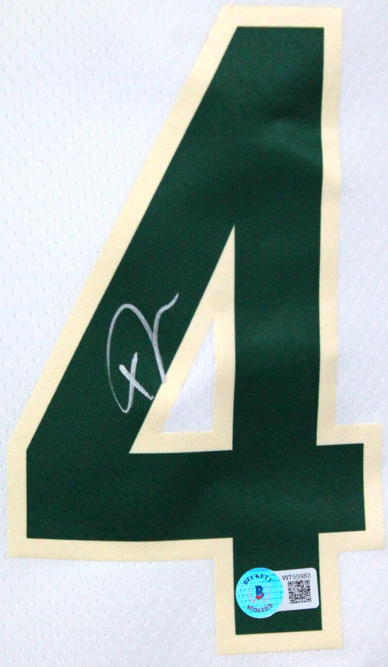Giannis Antetokounmpo Signed Milwaukee Bucks White Swingman Jersey