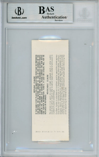 Tony Dorsett Autographed 1980 Playoff Ticket Stub Beckett Slabbed