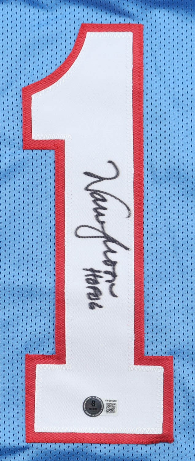 Warren Moon Autographed Houston Oilers Light Blue Custom Jersey