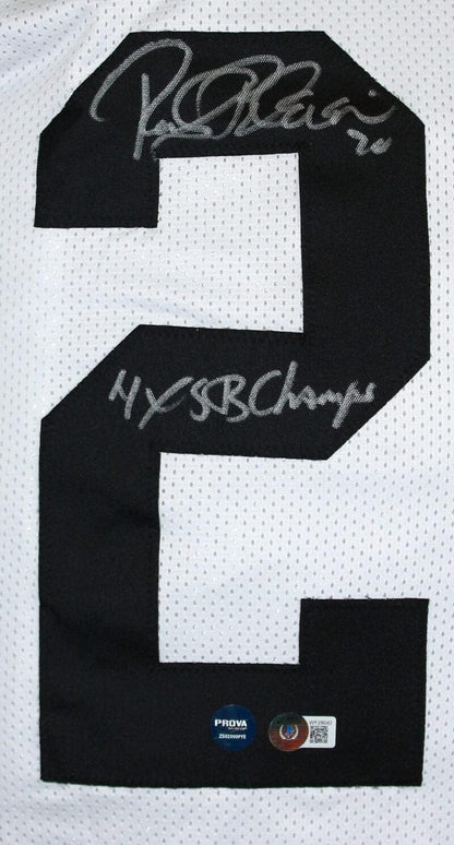 Rocky Bleier Signed Pittsburgh Steelers Custom White Jersey