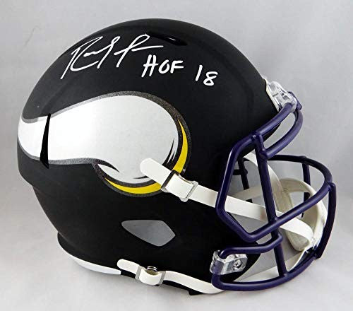 Randy Moss Signed Minnesota Vikings Full Size Flat Black Helmet (HOF)