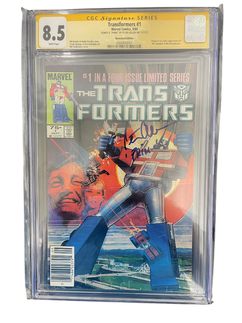 Peter Cullen Signed Transformers #1 Comic Book CGC 8.5 (1984 Newsstand)