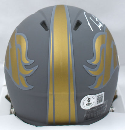 Troy Franklin Signed Denver Broncos Slate Speed Mini Helmet