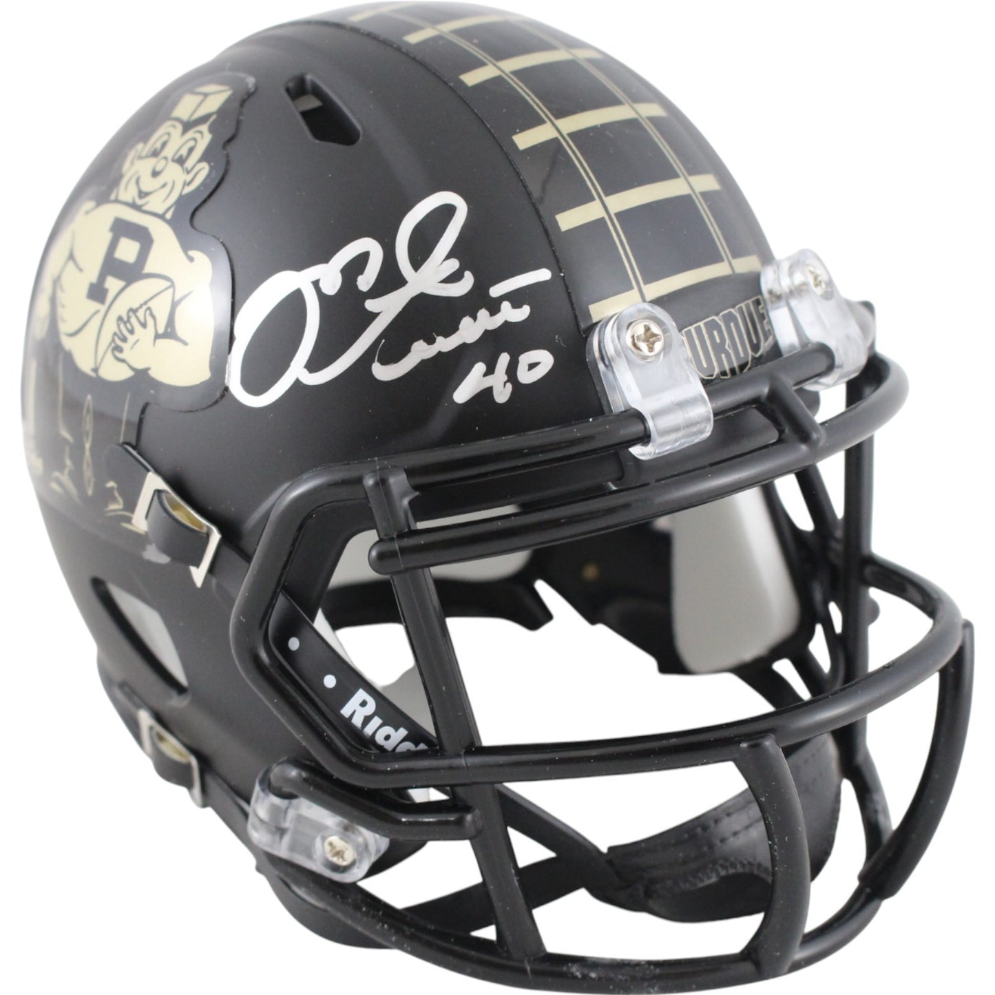 Mike Alstott Signed Purdue Boilermakers Vintage Pete Mini Helmet