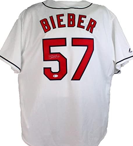 Shane Bieber Autographed Cleveland Indians White Majestic Jersey