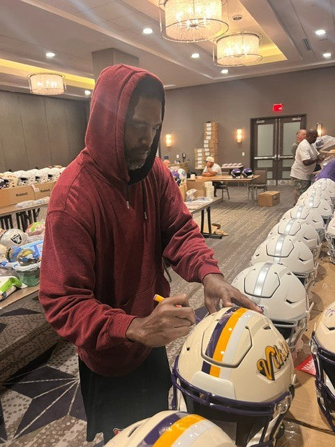 Randy Moss & Justin Jefferson Signed Minnesota Vikings SpeedFlex Helmet