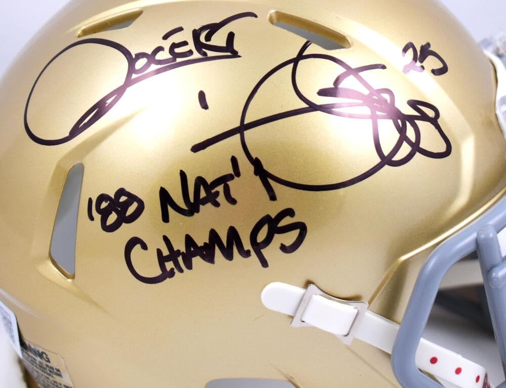 Rocket Ismail Signed Notre Dame Mini Helmet (88 Natl Champs Inscription)