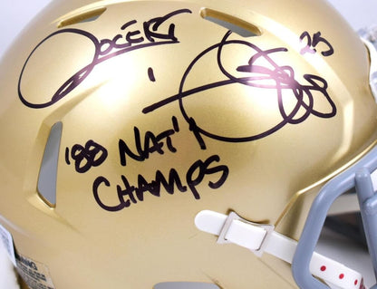 Rocket Ismail Signed Notre Dame Mini Helmet (88 Natl Champs Inscription)
