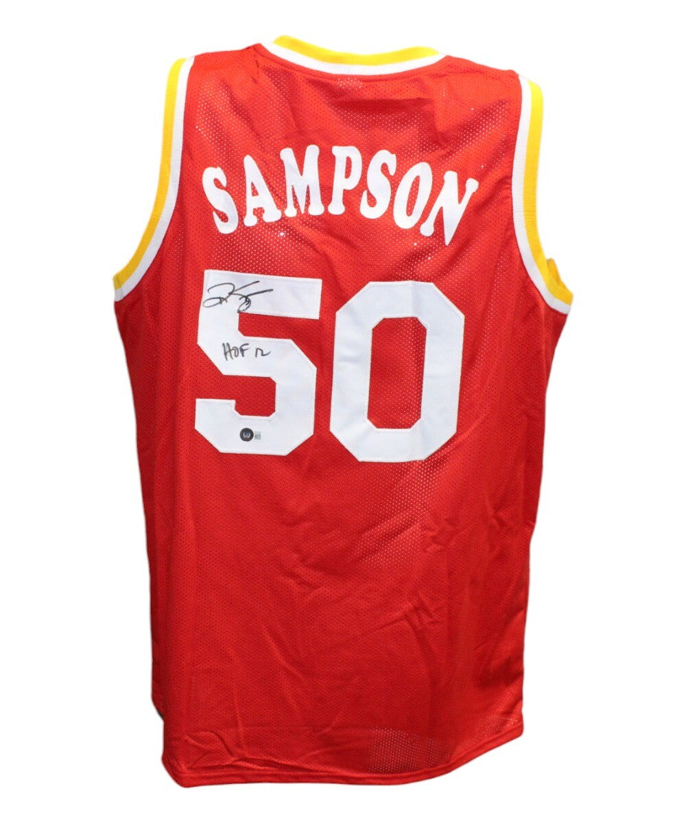 Ralph Sampson Signed Houston Rockets Red Pro Style Jersey HOF Beckett