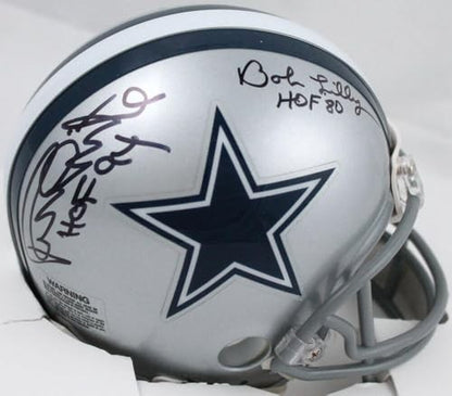 Bob Lilly and Randy White Signed Dallas Cowboys Black Mini Helmet