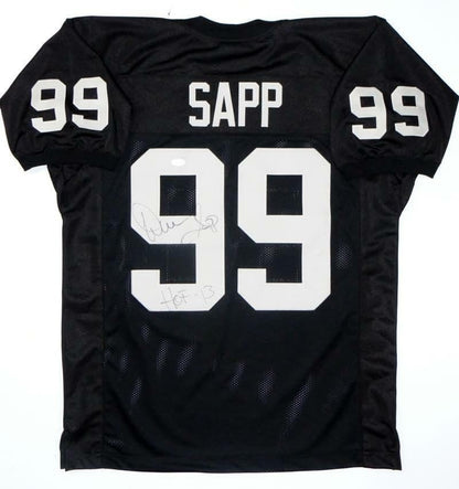 Warren Sapp Signed Black Custom Football Jersey (HOF Inscription)