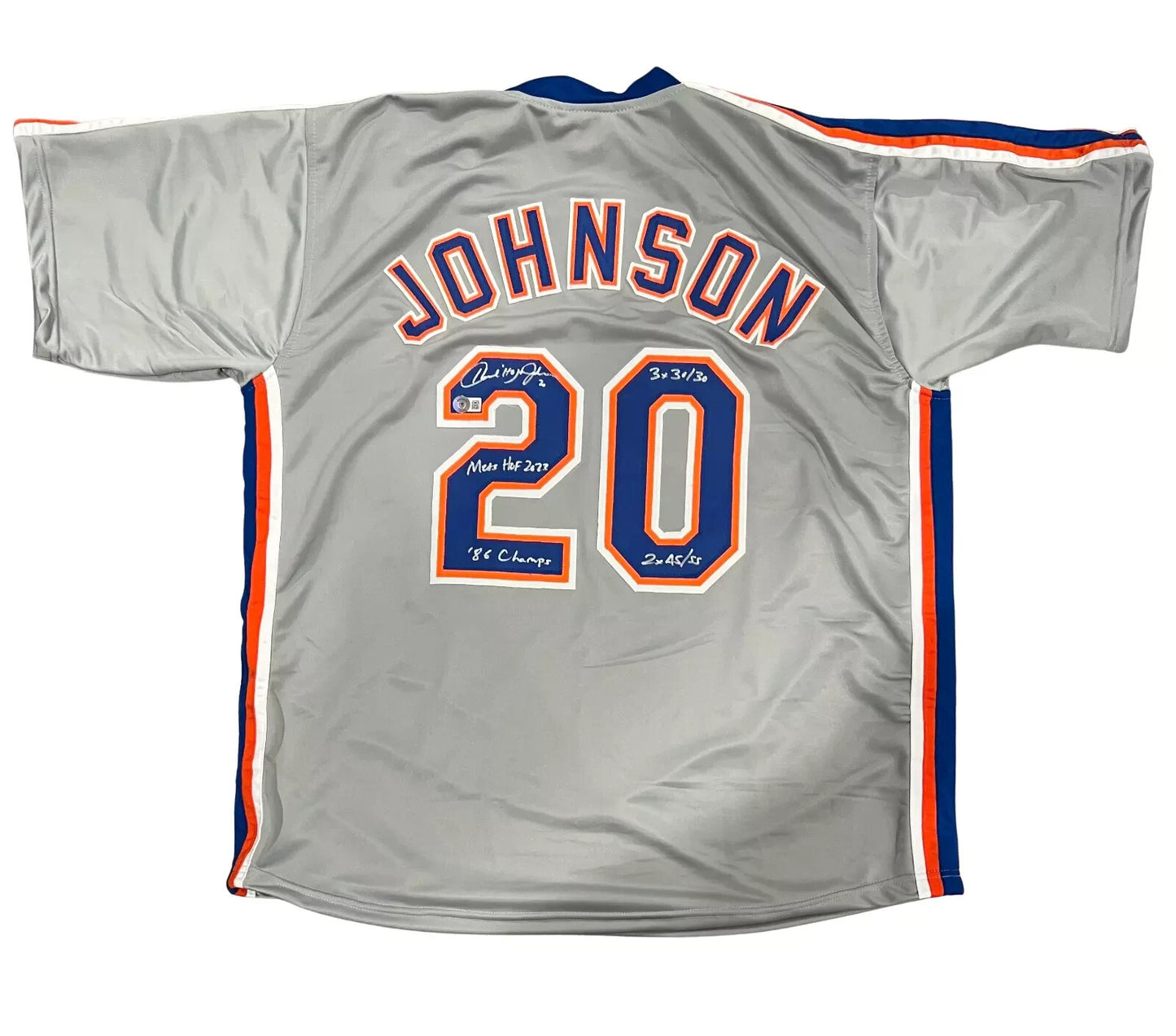 Howard Johnson Signed New York Mets Custom Jersey (4x Inscriptions)