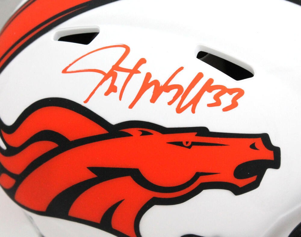 Javonte Williams Signed Denver Broncos Lunar Speed Mini Helmet