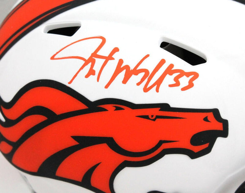 Javonte Williams Signed Denver Broncos Lunar Speed Mini Helmet