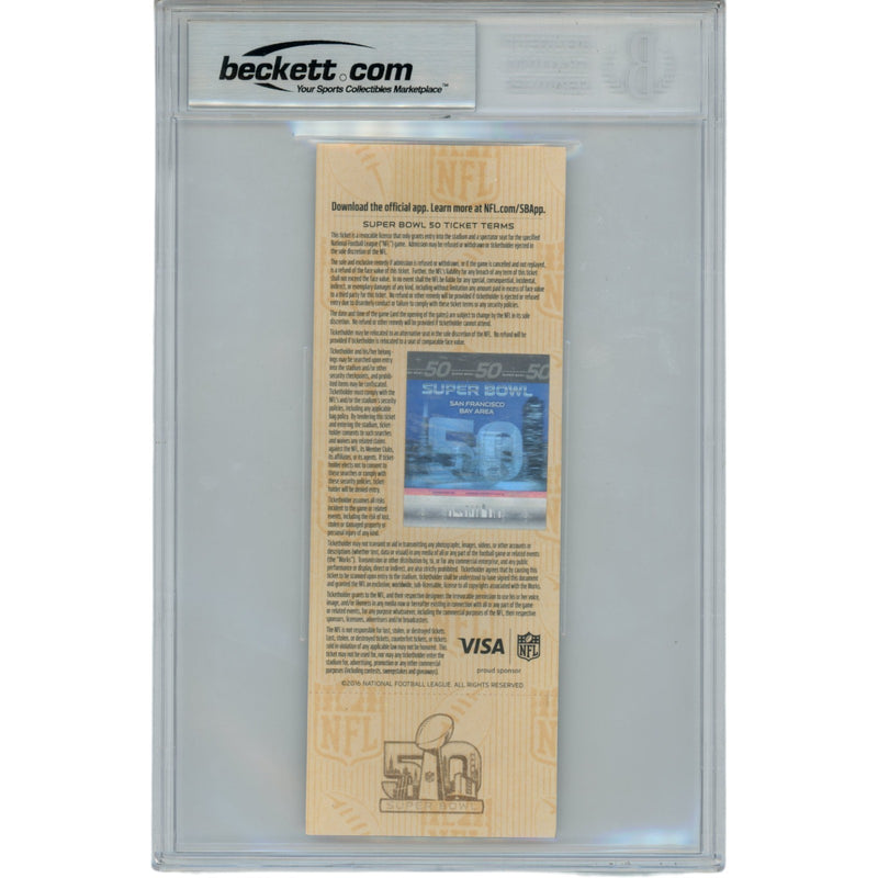 Von Miller Signed Super Bowl 50 Ticket Stub SB 50 MVP Slabbed