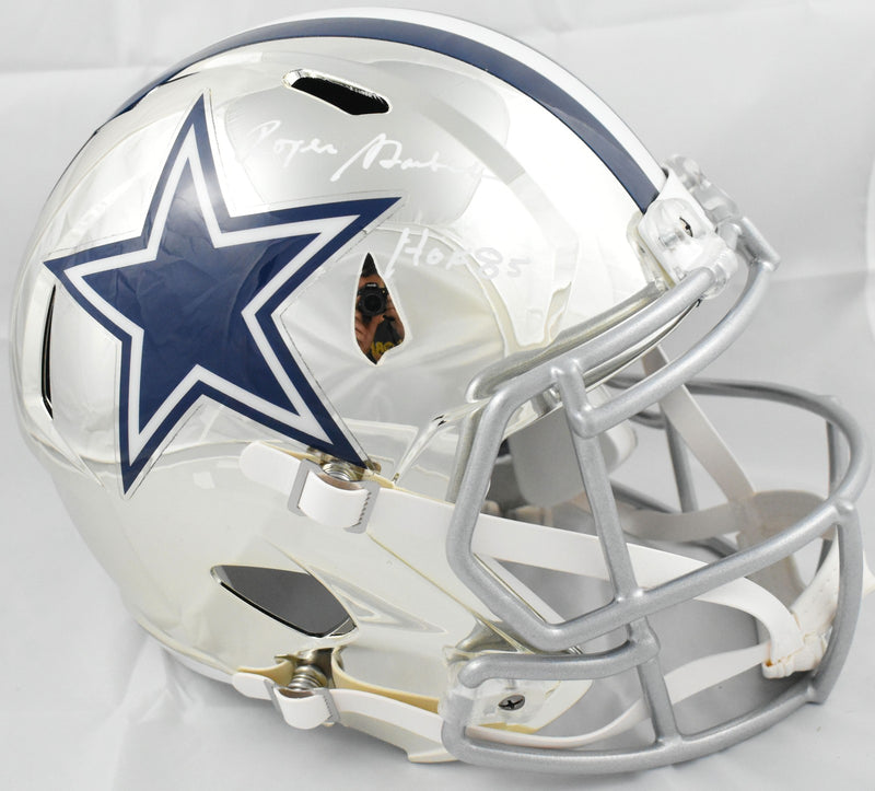 Roger Staubach Autographed Dallas Cowboys Full Size Chrome Speed Helmet