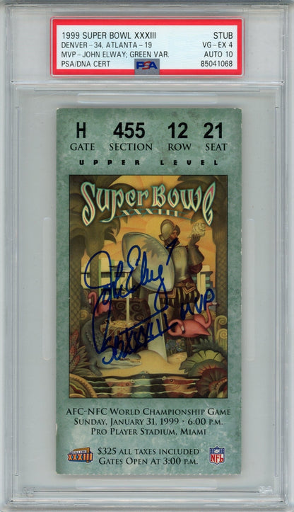 John Elway Signed Denver Broncos Super Bowl XXXIII Ticket Stub PSA Inscribed
