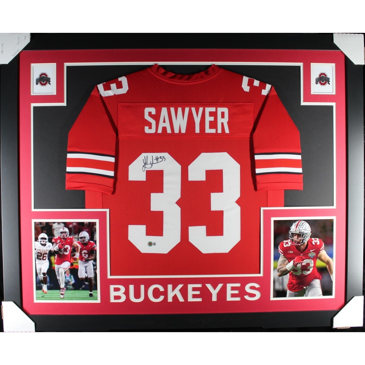 Jack Sawyer Autographed College Style Red Framed Jersey