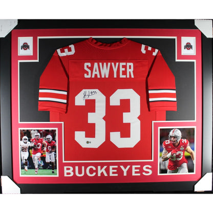 Jack Sawyer Autographed College Style Red Framed Jersey