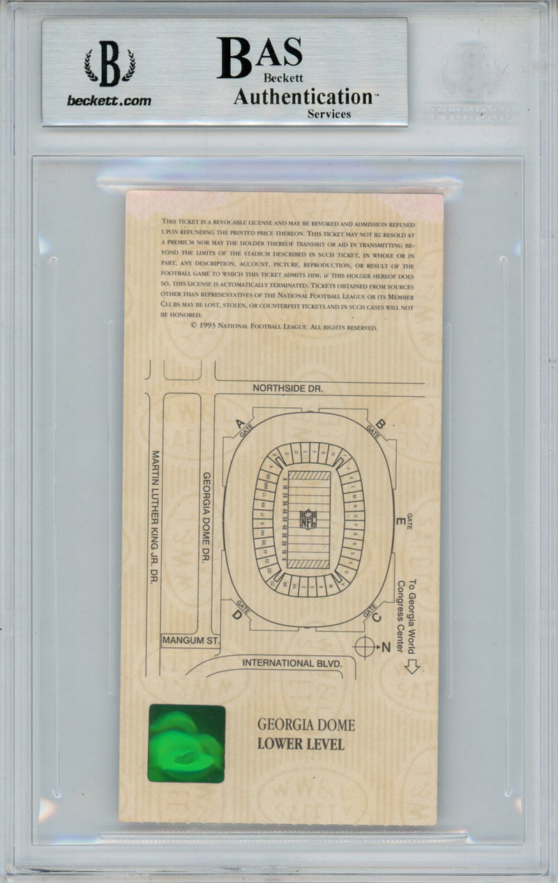 Emmitt Smith Autographed Super Bowl XXVIII Ticket Stub SB MVP Beckett Slab
