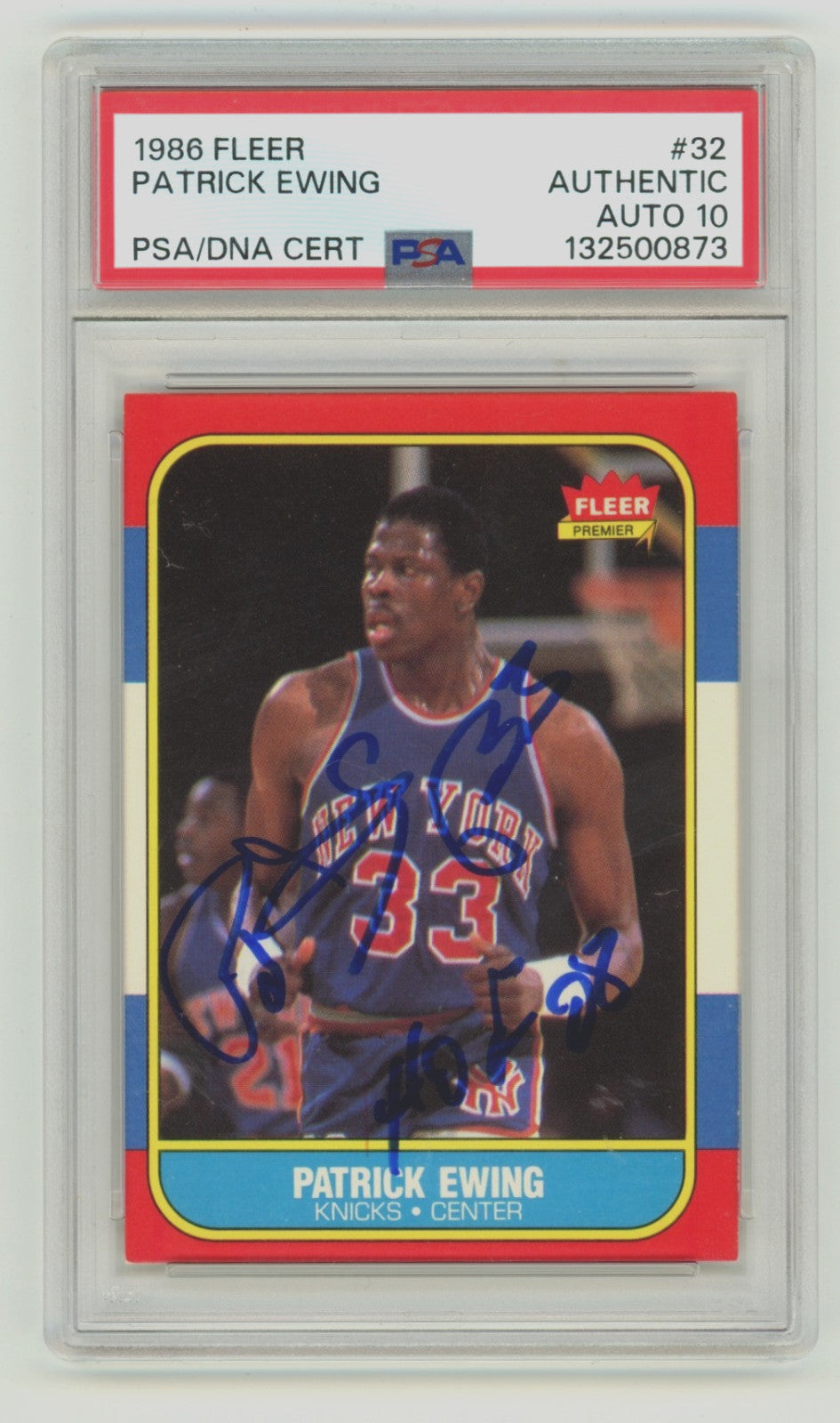 Patrick Ewing Autographed 1986-87 Fleer #32 Rookie Card HOF 08 PSA 10 Auto