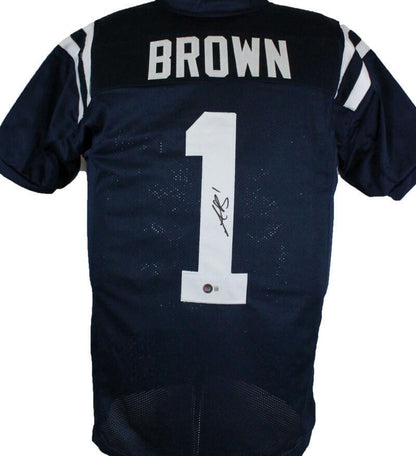 A.J. Brown Autographed Blue College Style Jersey
