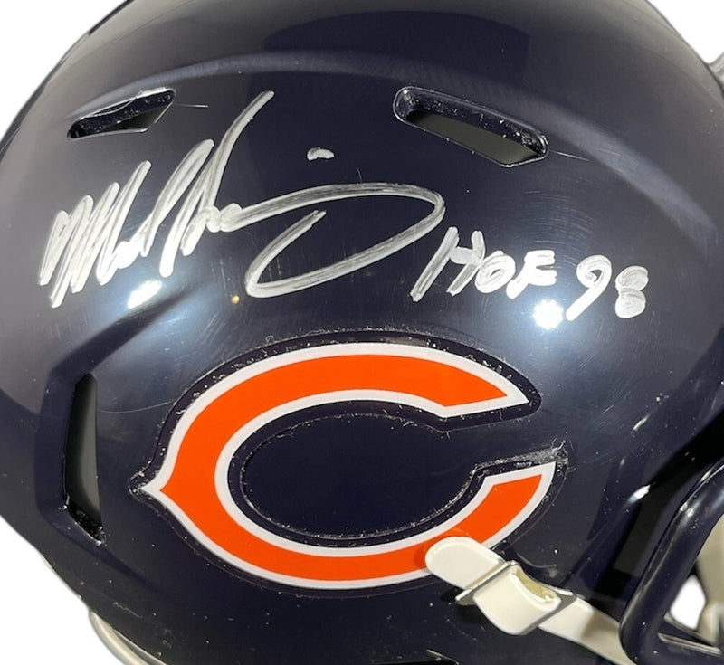 Mike Singletary Signed Chicago Bears Mini Helmet HOF 98 (Beckett Witness)