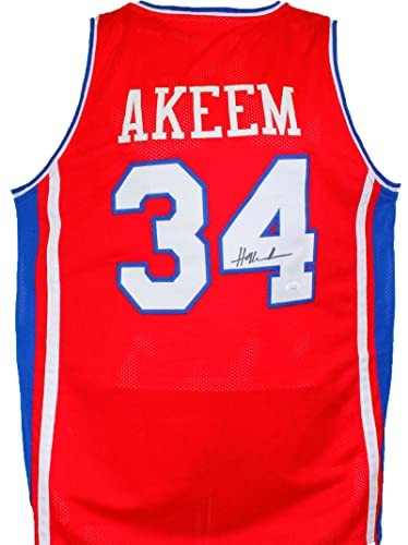 Hakeem Olajuwon Signed Red College Style Jersey