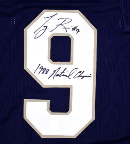Tony Rice Signed Notre Dame Style Navy Blue Jersey