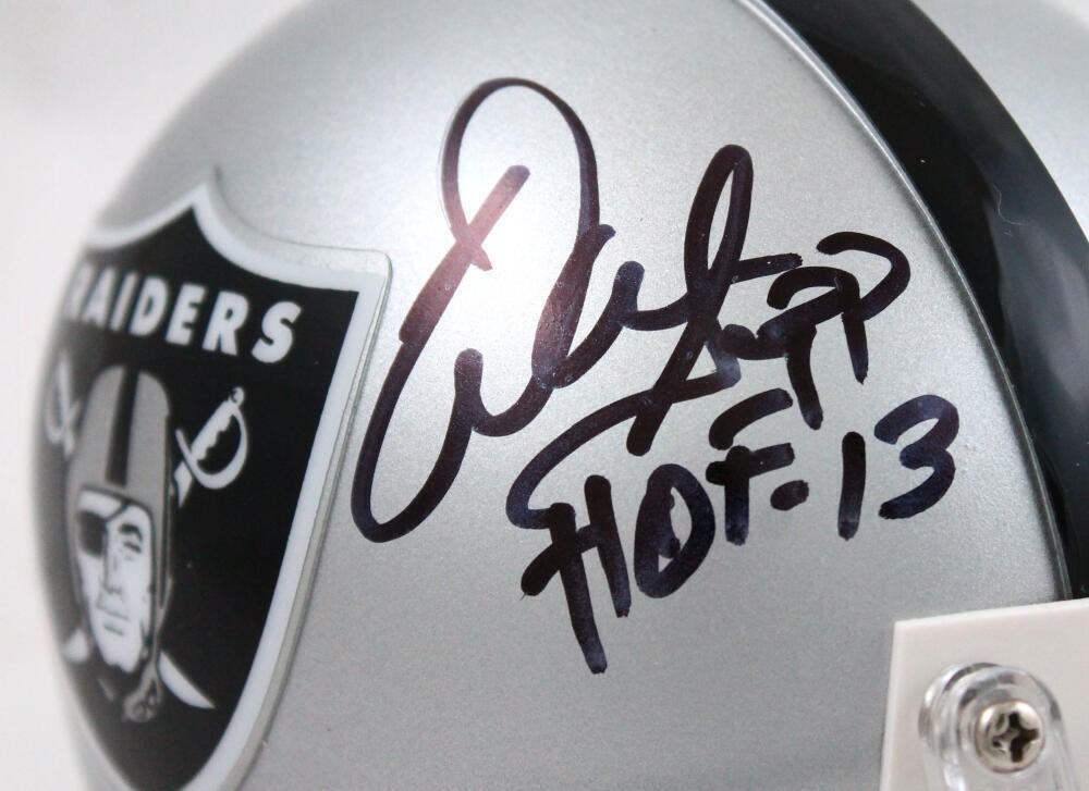 Warren Sapp Signed Oakland Raiders Mini Helmet with HOF Inscription