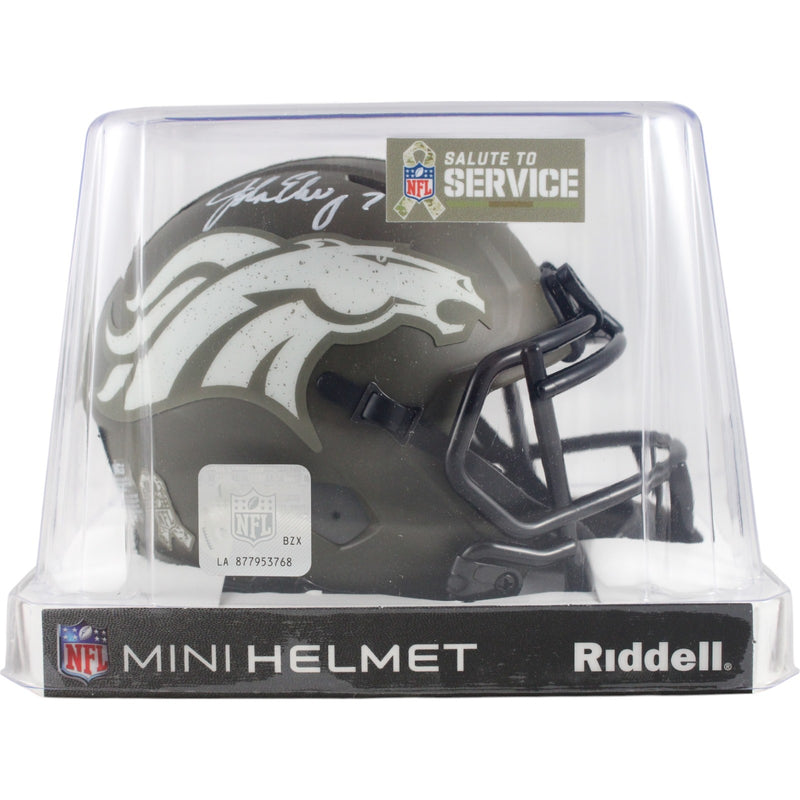 John Elway Signed Denver Broncos 2022 Salute to Service Mini Helmet