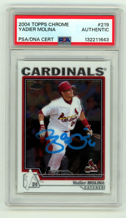 Yadier Molina Signed 2004 Topps Chrome #219 Rookie Card PSA Authentic Auto