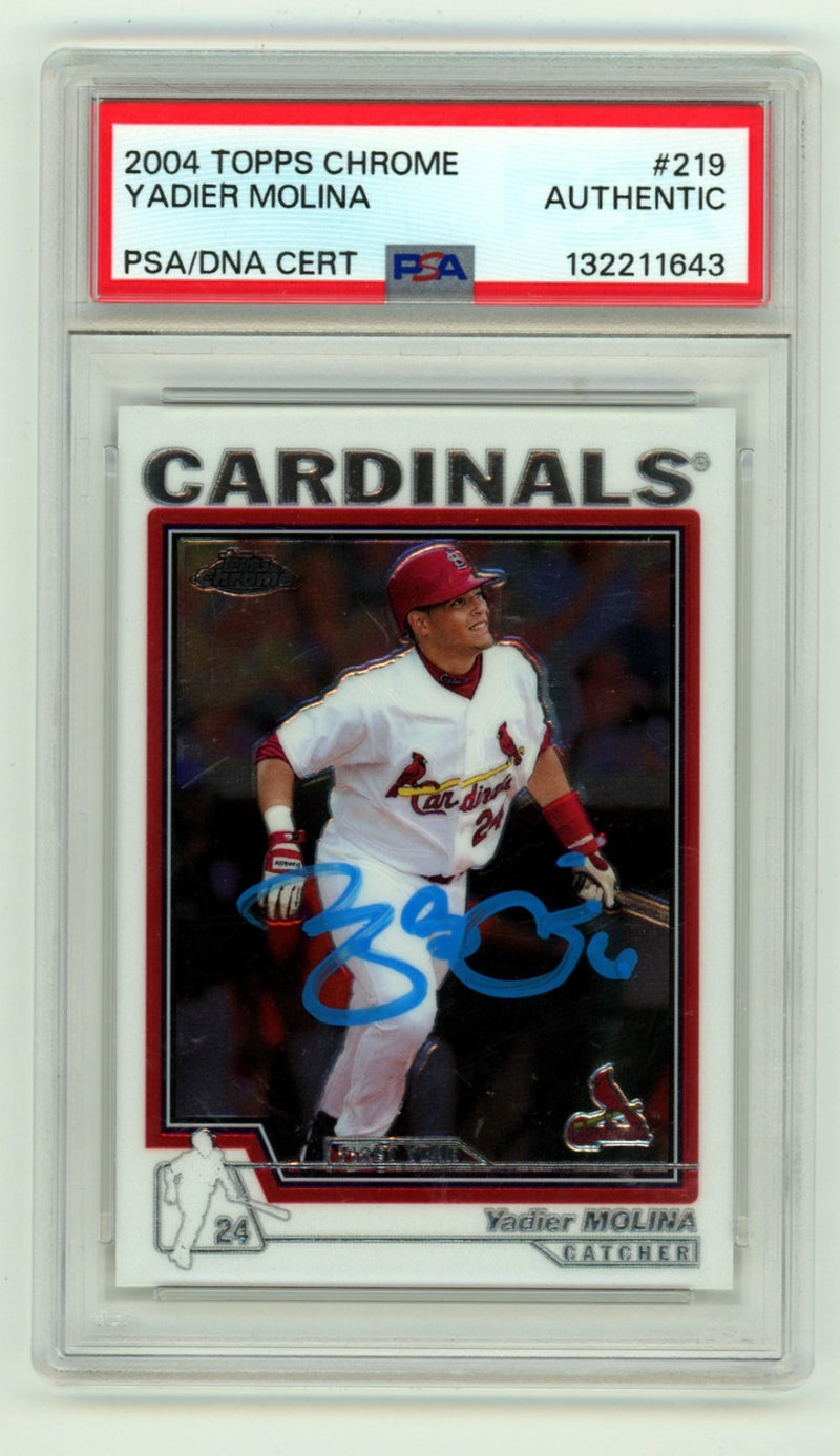 Yadier Molina Signed 2004 Topps Chrome #219 Rookie Card PSA Authentic Auto