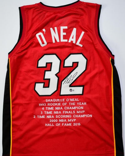 Shaquille O'Neal Signed Miami Custom Red Stat Jersey