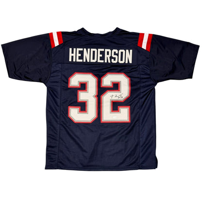 TreVeyon Henderson Signed New England Patriots Custom Football Jersey