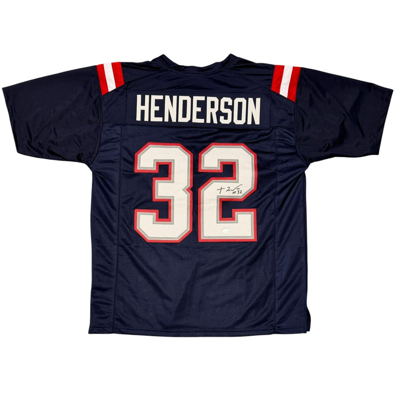 TreVeyon Henderson Signed New England Patriots Custom Football Jersey