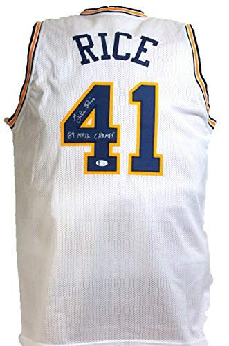 Glen Rice Signed Michigan "89 National Champs" Inscribed White Jersey