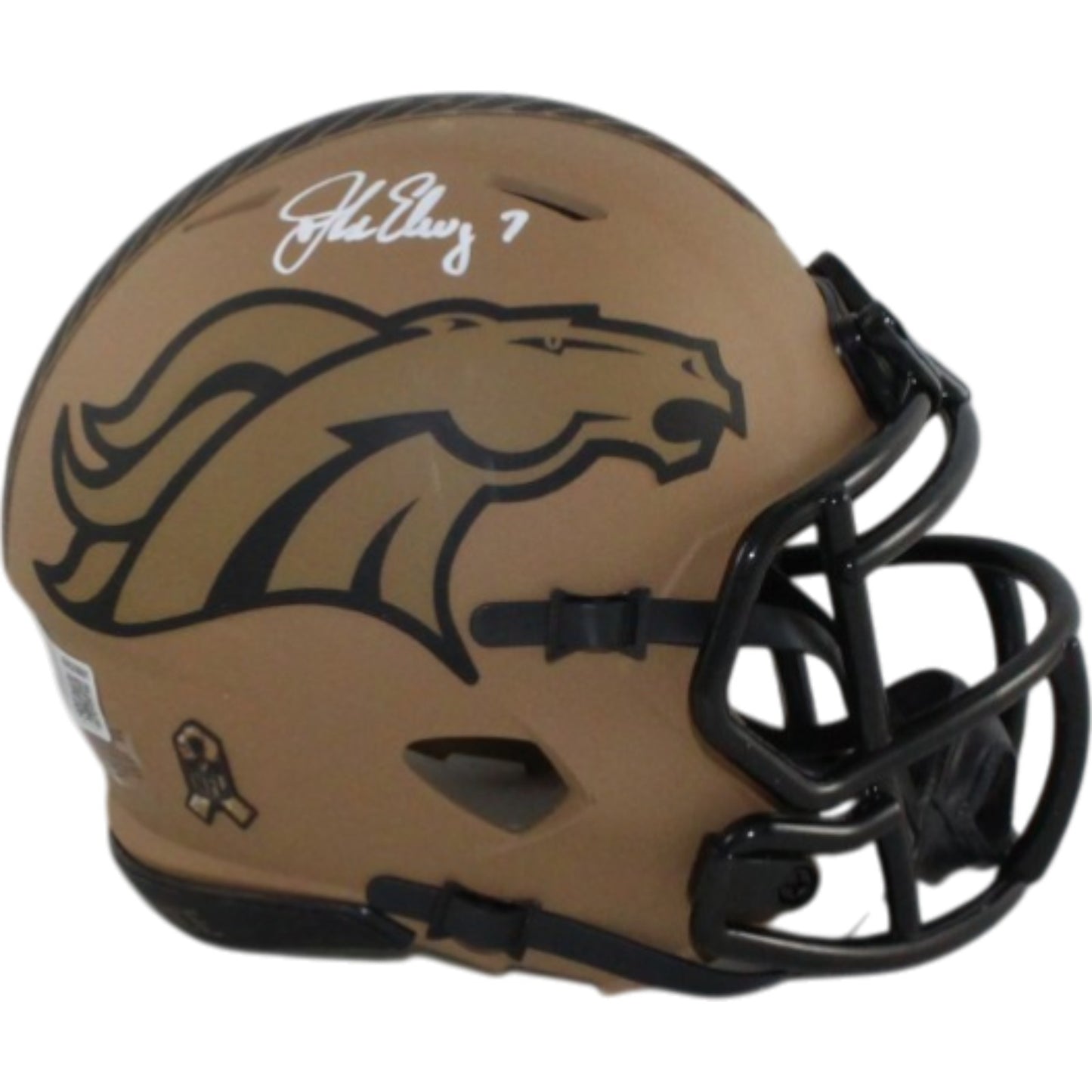 John Elway Signed Denver Broncos 2023 Salute to Service Mini Helmet BAS