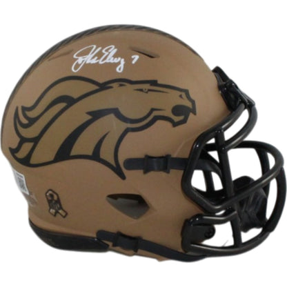 John Elway Signed Denver Broncos 2023 Salute to Service Mini Helmet BAS