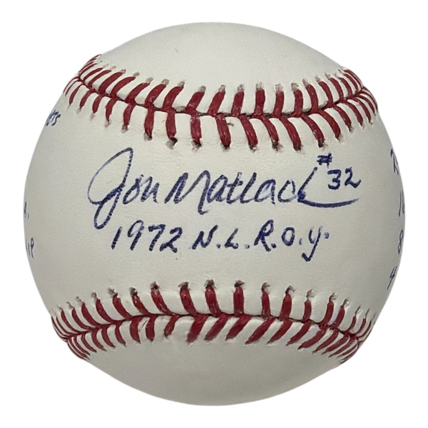 Jon Matlack Signed New York Mets Official MLB Baseball (72 ROY Inscription)