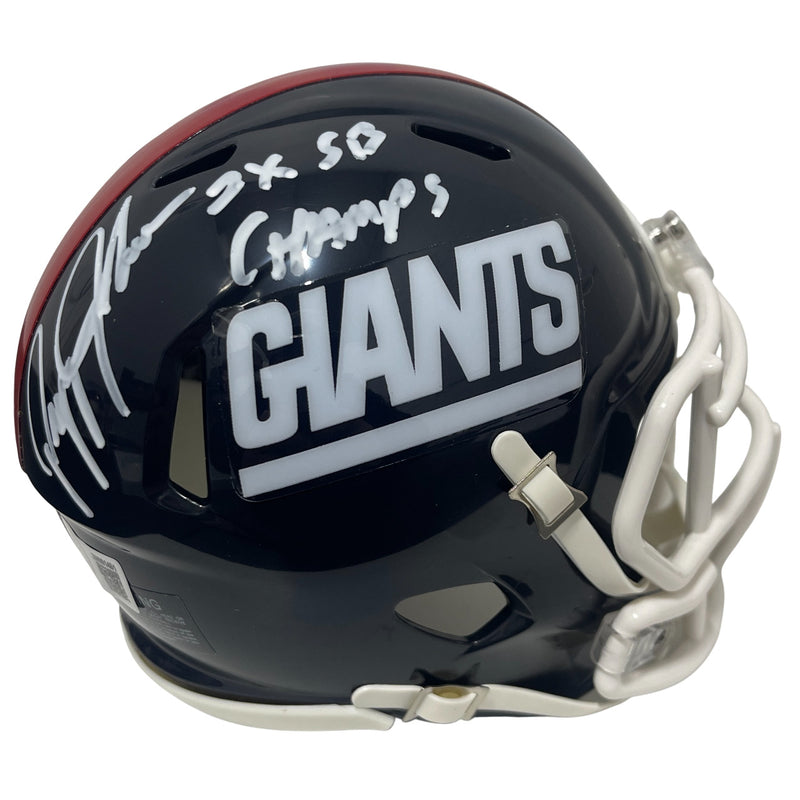 Pepper Johnson Signed New York Giants Throwback Mini Helmet (2x SB Champs) BAS