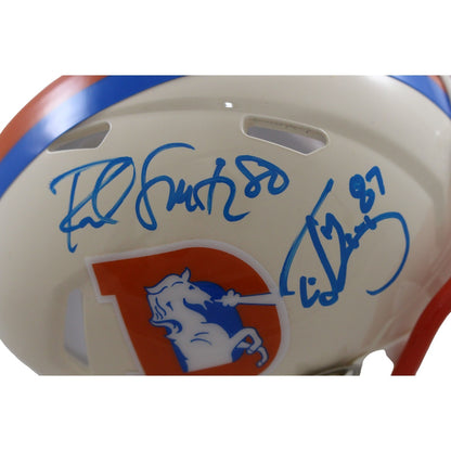 Ed McCaffrey & Rod Smith Signed Denver Broncos Retro Mini Helmet