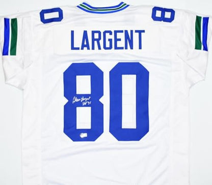 Steve Largent Signed Seattle Seahawks White Custom Jersey - HOF Inscribed