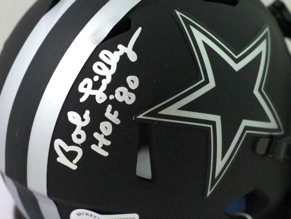Bob Lilly Signed Dallas Cowboys Eclipse Mini Helmet with HOF Inscription