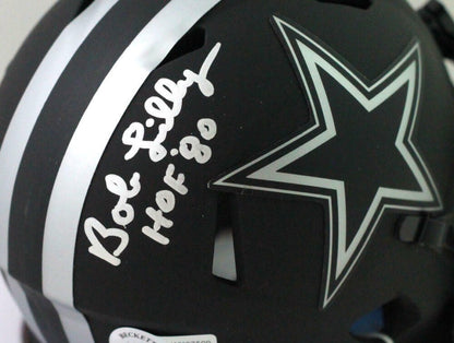 Bob Lilly Signed Dallas Cowboys Eclipse Mini Helmet with HOF Inscription