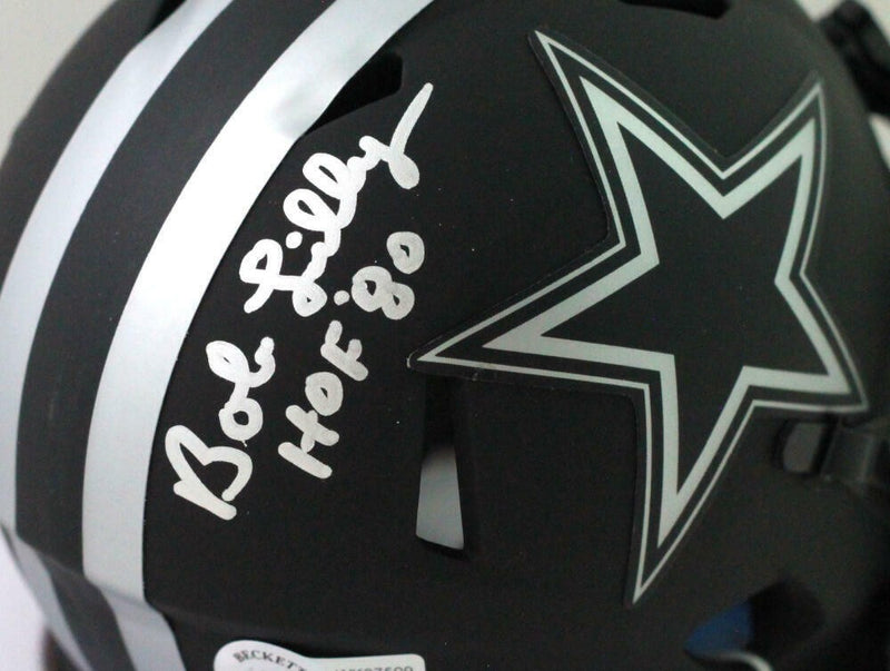Bob Lilly Signed Dallas Cowboys Eclipse Mini Helmet with HOF Inscription