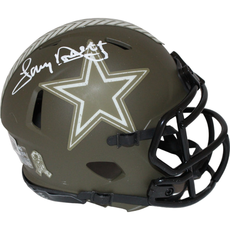 Tony Dorsett Signed Dallas Cowboys Salute to Service Mini Helmet